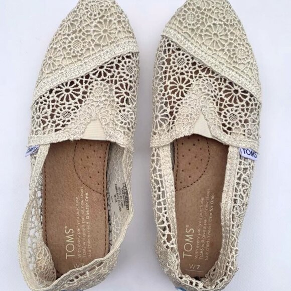 TOMS Alpargata Natural Moroccan Crochet Shoes - Size US 7 Womens - Picture 3 of 7